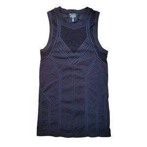 Athleta XS Teal Black Seamless Knit Performance OXYGEN Two Tone Tank